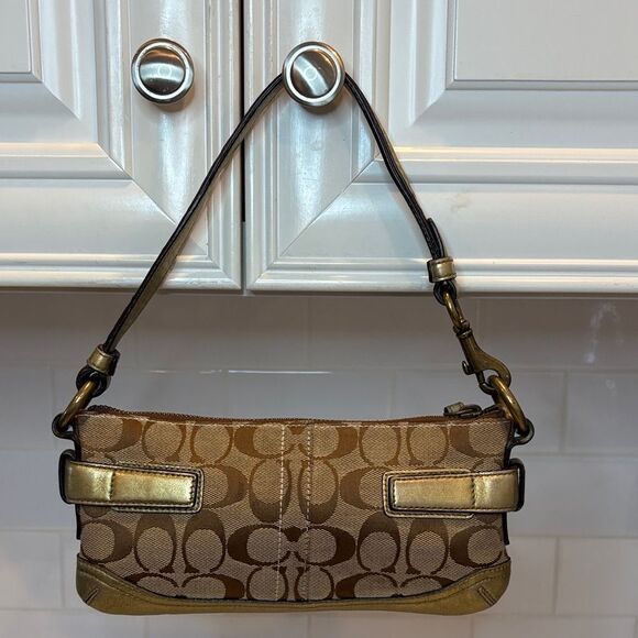 Coach Y2K Jacquard Signature Logo Double Buckle Baguette Mini Bag 🔥 - Picture 5 of 16